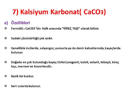 Kalsiyum Karbonat Formülü